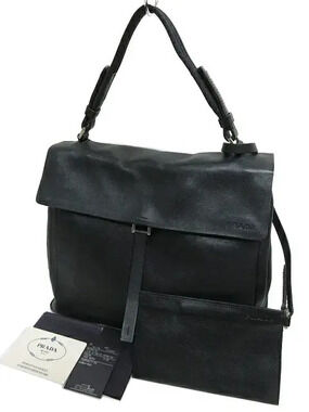 Prada Soft Leather 2Way Vitello Morbido black shoulder messenger bag